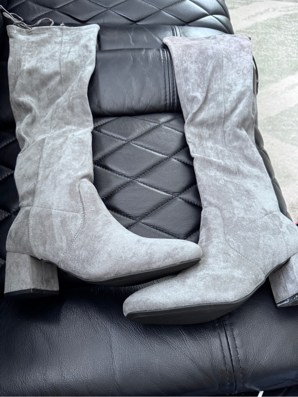 Sugar Grey Over-the-Knee Block Heel Boots